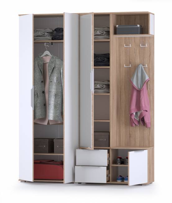 Прихожая с зеркалом Куба № 13 цвет дуб сонома/белый премиум