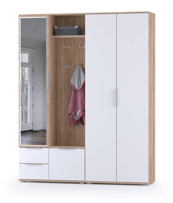 Прихожая с зеркалом Куба № 13 цвет дуб сонома/белый премиум