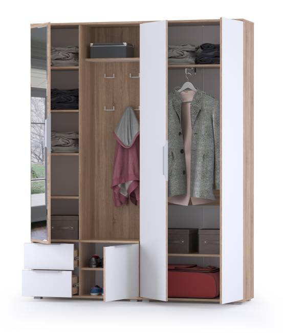 Прихожая с зеркалом Куба № 13 цвет дуб сонома/белый премиум