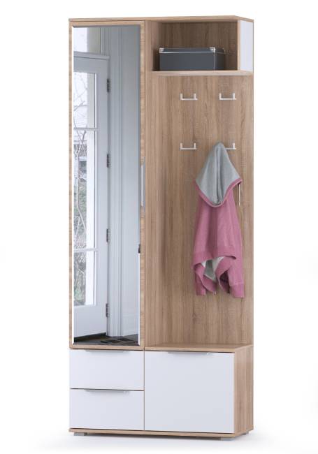 Прихожая с зеркалом Куба № 13 цвет дуб сонома/белый премиум