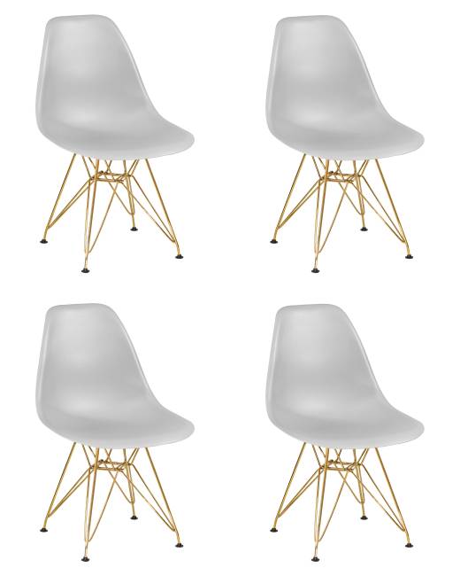 Набор 4 шт Стул обеденный DOBRIN DSR, ножки золотые, цвет светло-серый (GR-01)