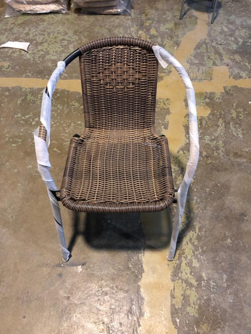 Набор мебели Марсель Мини (2 кресла+стол Ø60см, каркас черный, ротанг желто-коричневый)