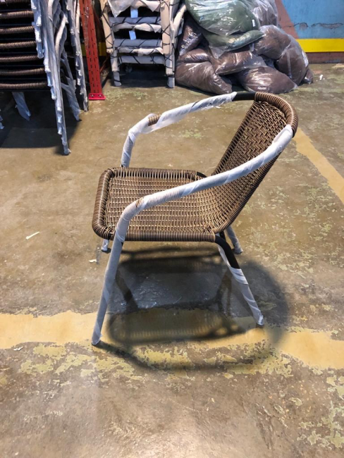 Набор мебели Марсель Мини (2 кресла+стол Ø60см, каркас черный, ротанг желто-коричневый)