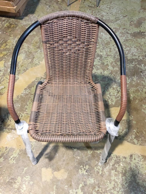 Набор мебели Марсель Мини (2 кресла+стол Ø60см, каркас черный, ротанг желто-коричневый)