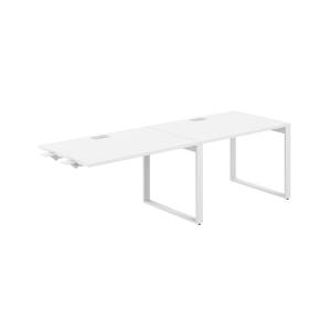 AG.197.WH.L.72.WH / Рабочая станция комбо s-b-s 2400х800х750 / профиль О-образный: 70х20 белый; лючок: серебро; столешница: белый