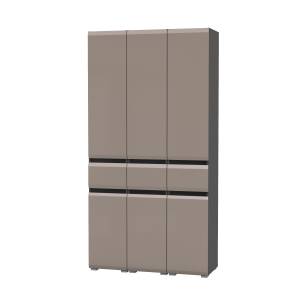 Стенка в гостиную из трёх шкафов с выдвижными ящиками Сидней цвет антрацит/МДФ веллюто капучино