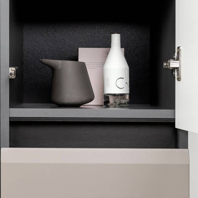 Стенка в гостиную из трёх шкафов с выдвижными ящиками Сидней цвет антрацит/МДФ веллюто капучино