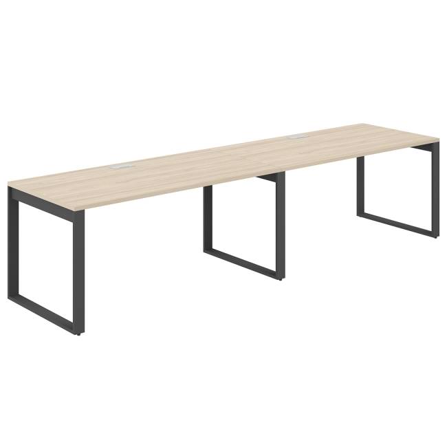 AG.179.AR.L.72.AN / Рабочая станция s-b-s 3200х800х750 / профиль О-образный: 70х20 антрацит; лючок: серебро; столешница: акация равелло