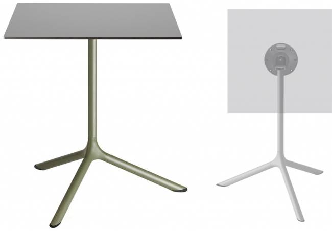 Стол ламинированный обеденный складной Tripe Maxi Folding оливковый, светло-серый 700х700х740 мм
