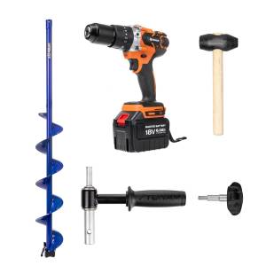 Комплект Шнек ELECTROSHTORM 130R + адаптер АШ20ПС + Шуруповерт 18V 6A (T-K-SEH130R-A-D) Helios МП