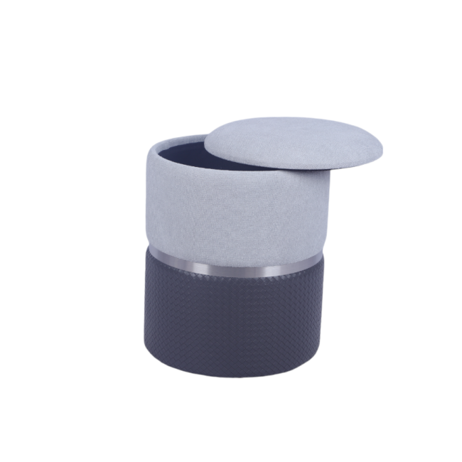 Пуф Кэрри с ящиком серебро шенилл серо-черный