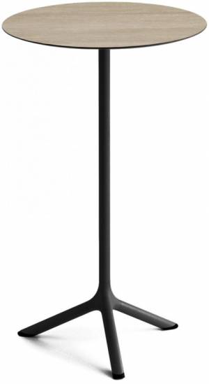 Стол ламинированный барный Tripe черный, состаренный дуб тортора Ø600х1100 мм
