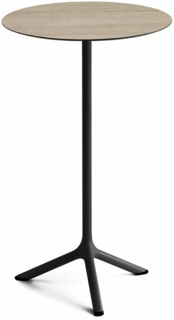 Стол ламинированный барный Tripe черный, состаренный дуб тортора Ø600х1100 мм