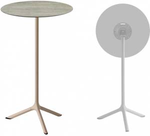 Стол ламинированный барный складной Tripe Folding тортора, состаренный серый дуб Ø600х1100 мм