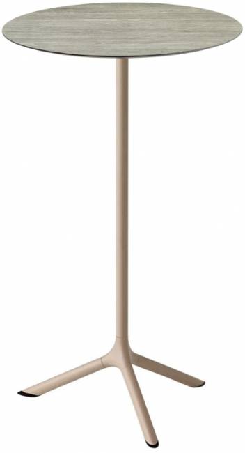 Стол ламинированный барный складной Tripe Folding тортора, состаренный серый дуб Ø600х1100 мм