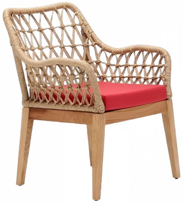 Кресло деревянное плетеное с подушкой Beam 610х660х830 мм