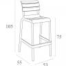 Стул пластиковый барный Helen Bar 75 марсала 530х550х1050 мм