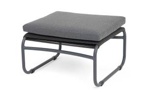 "Ането" пуф плетеный из роупа, каркас алюминий темно-серый (RAL7024) муар, роуп темно-серый круглый