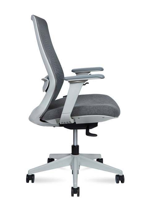 Кресло офисное / Como LB grey / серый пластик / серая ткань / серая сетка