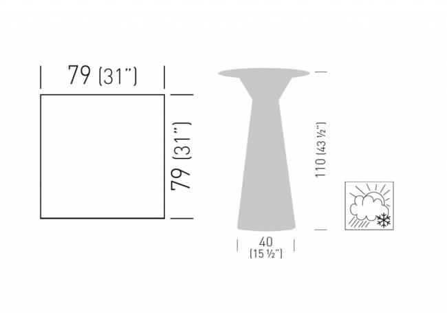 Стол ламинированный барный Roller Table 790х790х1100 мм