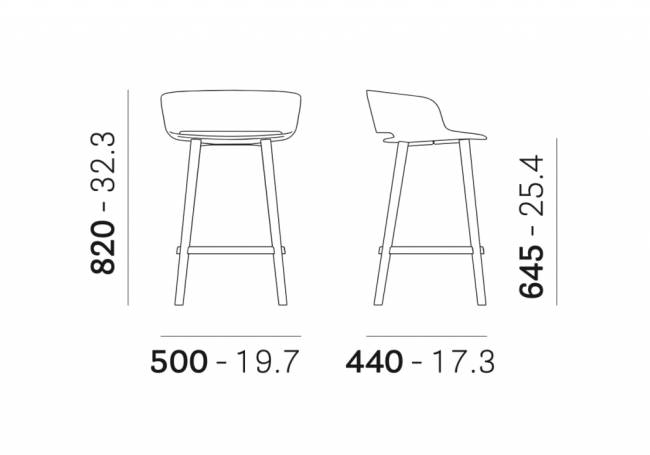 Стул пластиковый полубарный Babila черный, серый 500х440х820 мм