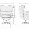 Кресло дизайнерское DOBRIN EGG, серая ткань AF7