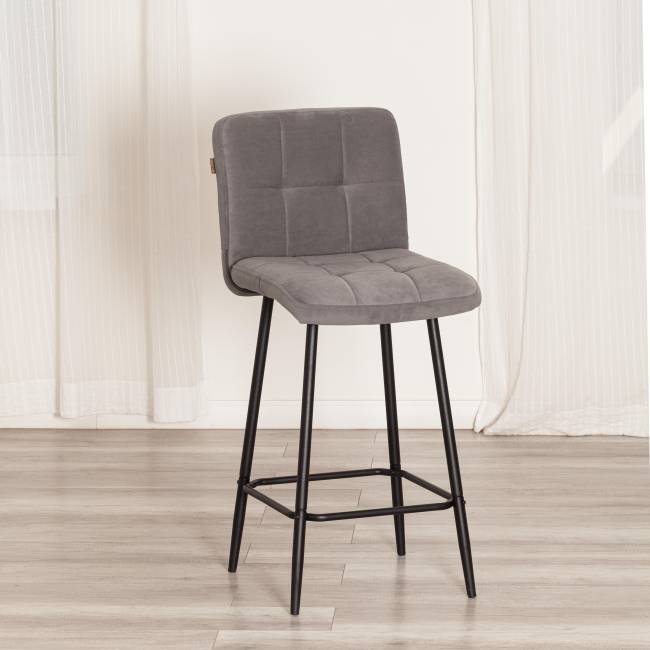 Стул полубарный Medeo/Медео велюр, серый, 29, 42х56х102см серый велюр