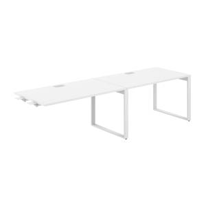 AG.198.WH.L.72.WH / Рабочая станция комбо s-b-s 2800х800х750 / профиль О-образный: 70х20 белый; лючок: серебро; столешница: белый