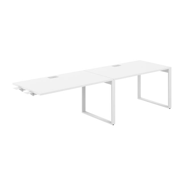 AG.198.WH.L.72.WH / Рабочая станция комбо s-b-s 2800х800х750 / профиль О-образный: 70х20 белый; лючок: серебро; столешница: белый