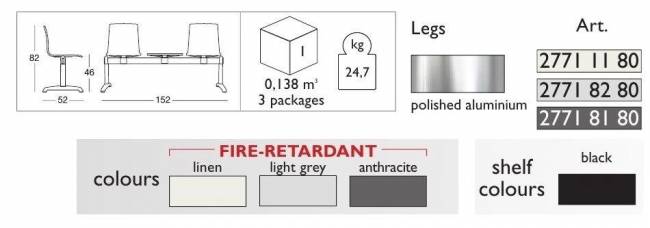 Система с двумя сиденьями и столиком Alice Bench лен 1520х520х820 мм