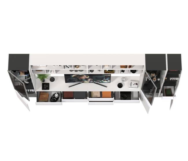 Сидней модульная стенка № 89 цвет белый/чёрный/МДФ белый глянец