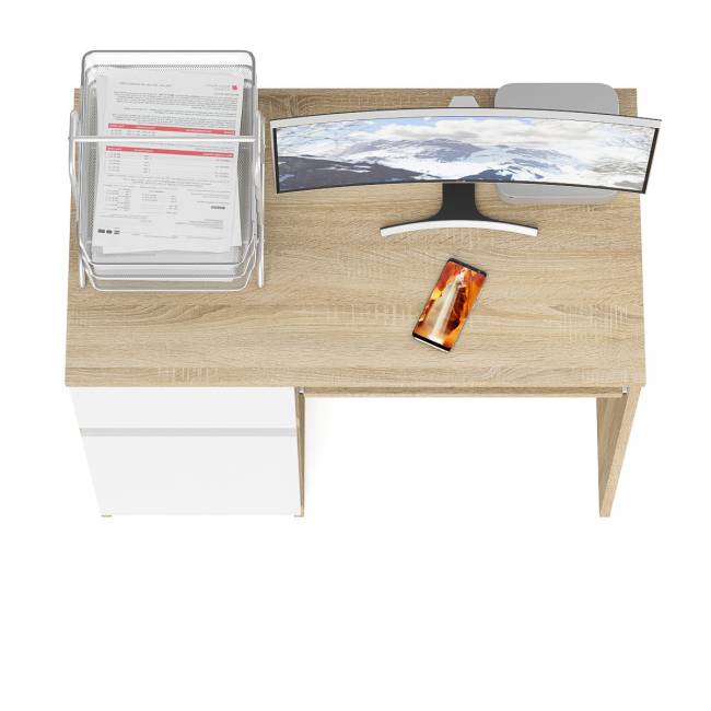 Стол компьютерный Мори МС-1 левый цвет дуб сонома/белый