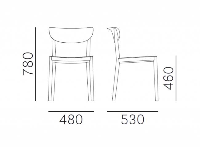 Стул деревянный Tivoli черный ясень 480х530х780 мм