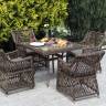 "Айриш" обеденная группа плетеная на 4 персоны, цвет коричневый
