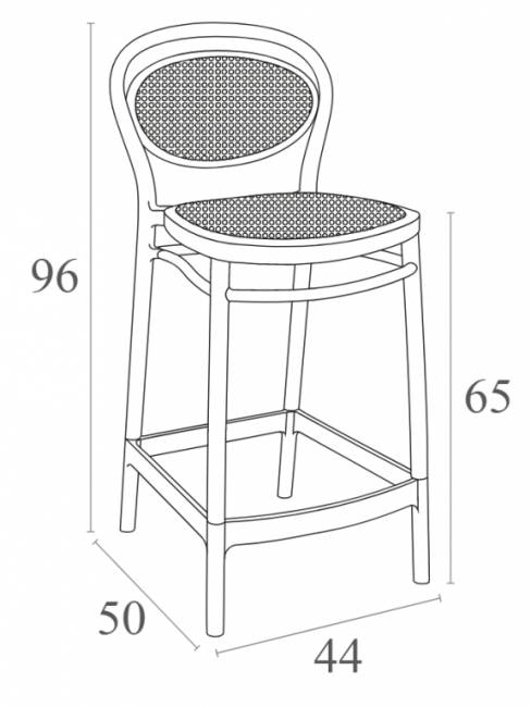 Стул пластиковый полубарный Marcel Bar 65 марсала 440х500х960 мм