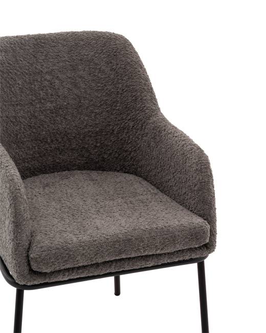 Стул с подлокотниками Кози new ткань букле тёмно-серый