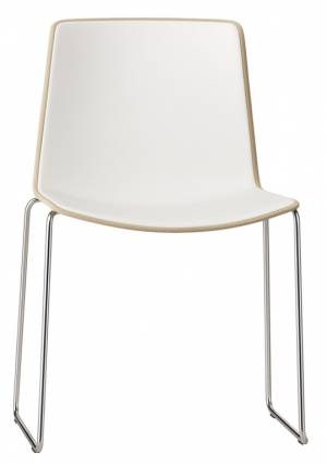 Стул пластиковый на полозьях Tweet хромированный, белый, бежевый 530х520х805 мм