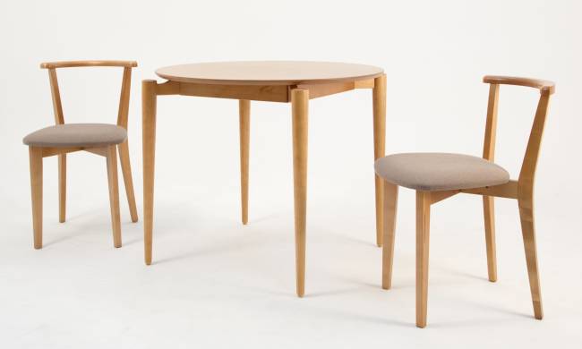 Стол Pawook К 90 натур со стульями Франк ПМ натур/бежевая рогожка