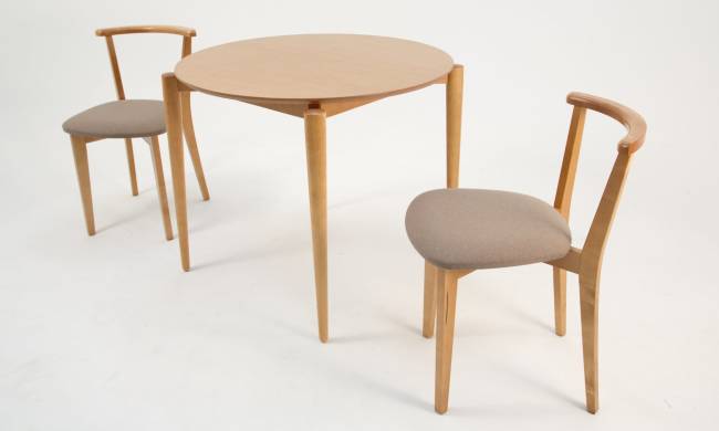 Стол Pawook К 90 натур со стульями Франк ПМ натур/бежевая рогожка