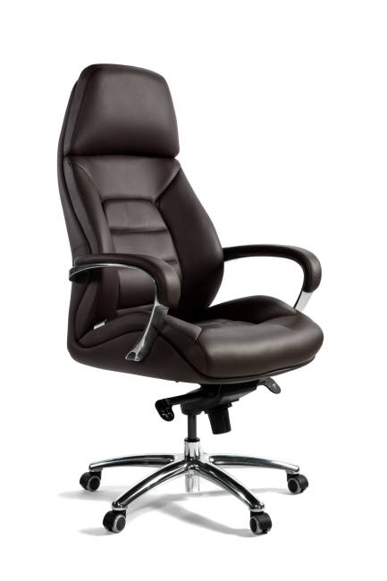 Кресло офисное / Порше / Porsche / коричневая экокожа / алюминий крестовина