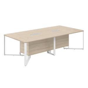 SP.0102.AR.AR.WH / Стол переговорный 2800х1400х750 / столешница:акация равелло, подстолье:акация равелло, металлокаркас:белый, лючок:серый