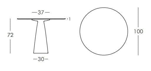 Стол из HPL пластика светящийся Hopla Lighting белый Ø1000х720 мм