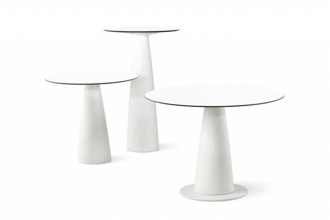 Стол из HPL пластика светящийся Hopla Lighting белый Ø1000х720 мм