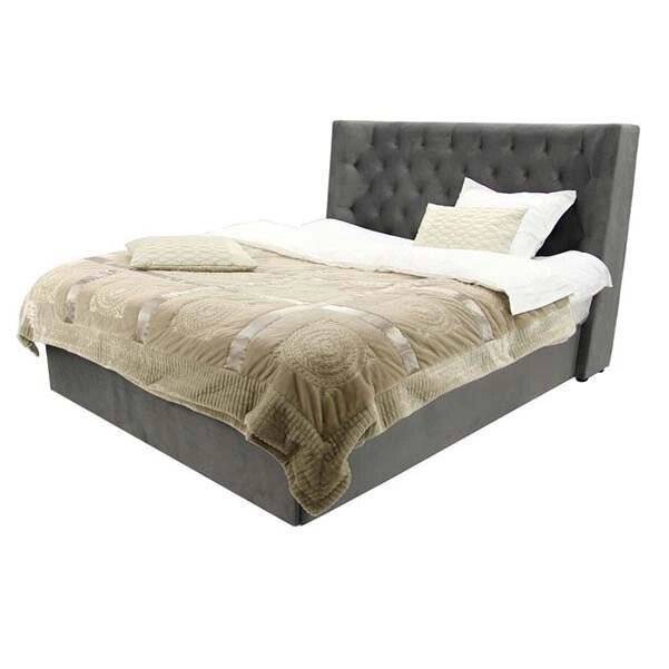 Кровать, MK-6604-GPF, двуспальная с подъемным механизмом, 162х203 см, Серый перламутр