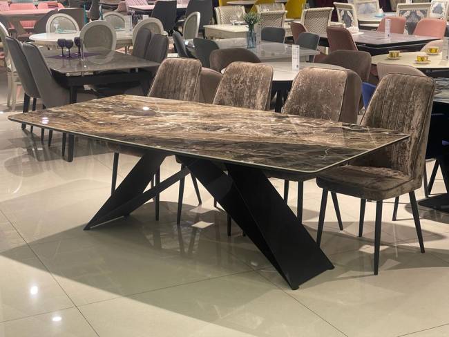 Стол DikLine SKY220 Керамика Amadeus/подстолье черное/опоры черные (2 уп.)