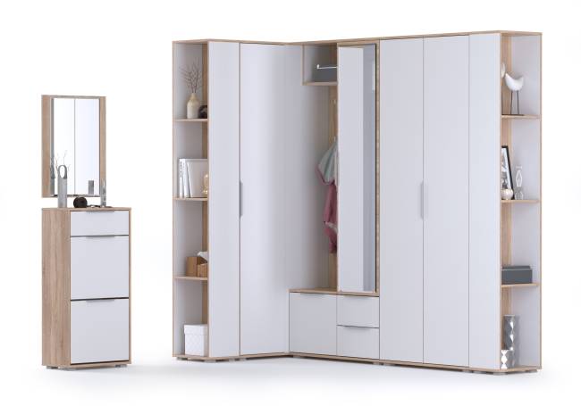 Мебель в прихожую серии Куба № 15 цвет дуб сонома/белый премиум