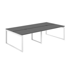 AG.148.AN.V.72.WH  / Рабочая станция 2800х1638х750  / профиль О-образный: 70х20 белый; столешница с вырезом: антрацит