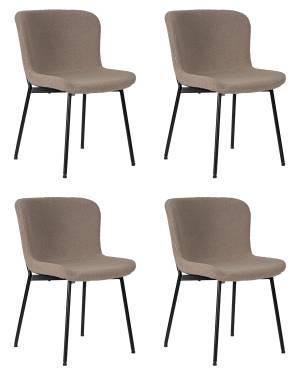 Набор 4 шт Стул обеденный DOBRIN MILO, черные ножки, бежевый букле (UF992-04)