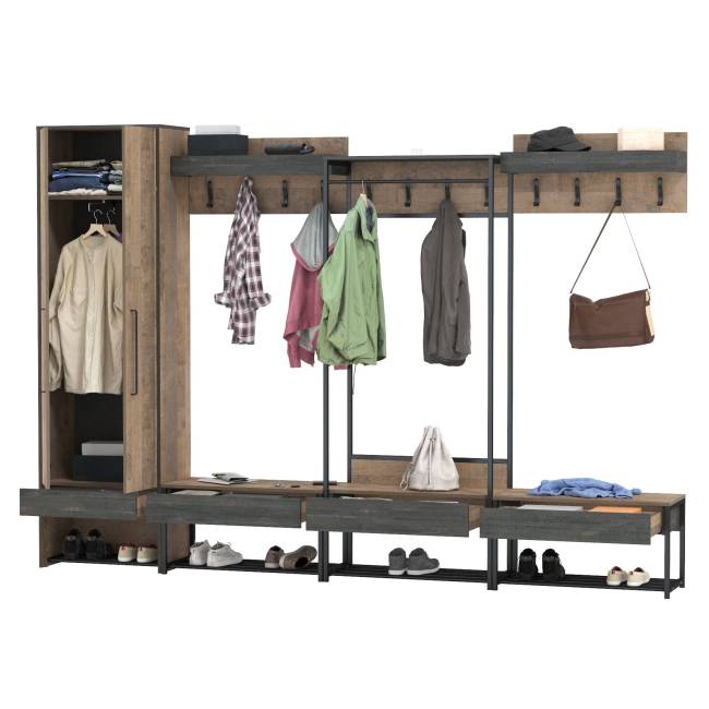 Набор мебели для прихожей из шести предметов Трувор цвет дуб гранж песочный/интра