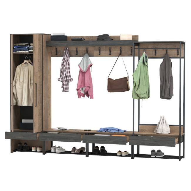 Набор мебели для прихожей из шести предметов Трувор цвет дуб гранж песочный/интра